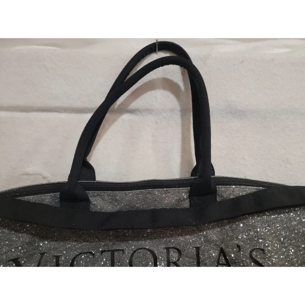 Victoria's Secret Silver Glitter Weekend Getaway Tote‎ Bag Large Duffel Sparkle